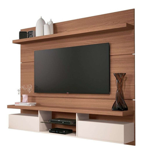 Mueble De Tv Flotante Madera Natural Y Blanco  Ref: Mural23