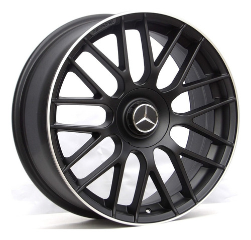 Rodas Raw C3 Mercedes C63s Amg 20x8 5x112 (jogo) + Bicos Cor Preta Fosca Borda Diamantada