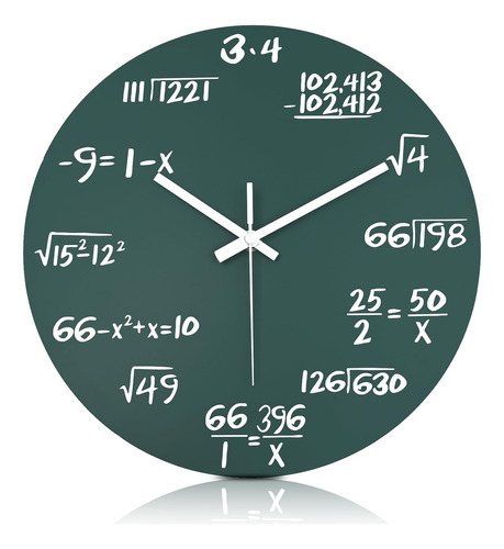 Reloj De Pared Verde Con Ecuación Matemática/examen, Regalo