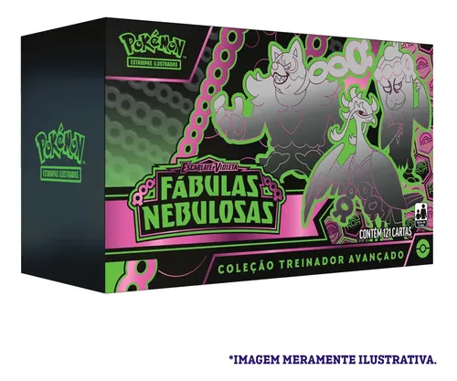 Cartas de Pokémon Box Cards Premium Treinador Avançado Copag Escarlate e Violeta Fábulas Nebulosas 121 cartas