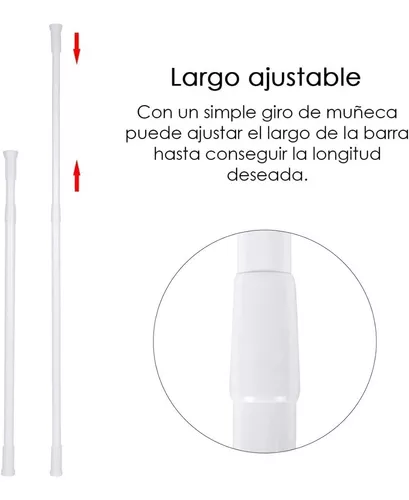 Barra Extensible 110-200cms Cortina De Ducha Acero Cromada