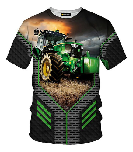 Camiseta Impresa En 3d Con Gráficos De Tractores Agrícolas