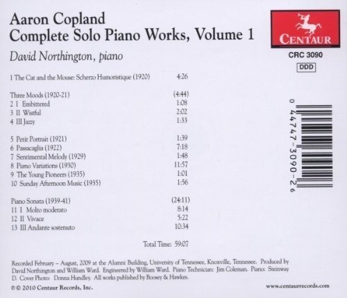 Copland / Northington Complete Solo Piano Works 1 Import Cd