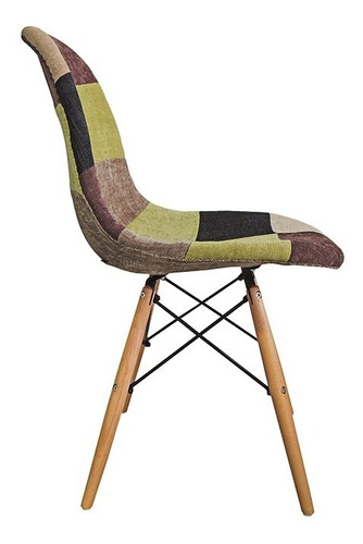 Cadeira Design Charles Eames Patchwork Pelegrin Fw-070f Cor da estrutura da cadeira Madeira Cor do assento Colorido Desenho do tecido Quadriculado