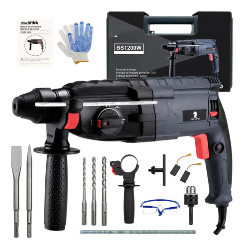 Martelete Furadeira Allmind 1200w Kamaré Sds Plus Impacto 5kg Perfurador Rompedor Furadeira De Impacto Azul 220v