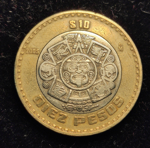 Moneda 10 Pesos 2005, Calendario Azteca. 