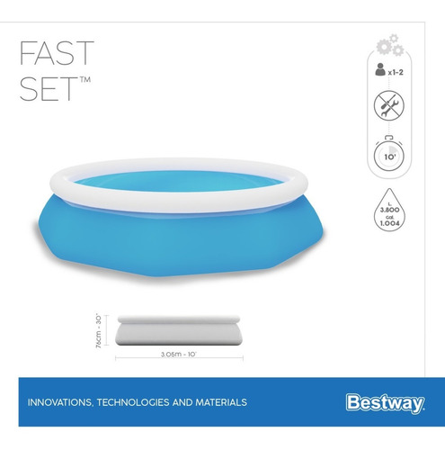 Pileta inflable redonda Bestway Fast Set 57266 de 3.05m x 76cm 3638L azul caja