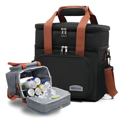 Bolsa Térmica Transversal Marmita Lancheira Trabalho Praia Cor Pr...