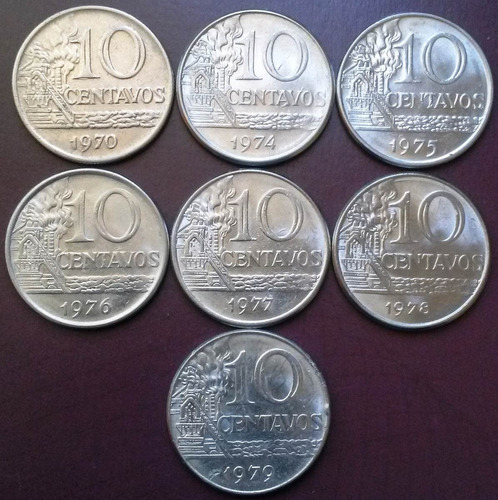 7 Moedas = Série De 10 Centavos De Cruzeiros - Mbc