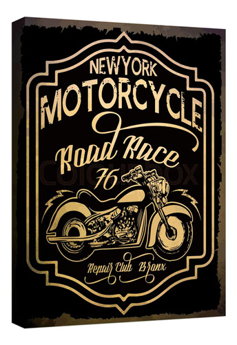 Cuadro Decorativo Canvas Moderno New York Motorcycle Vintage