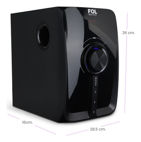 Minicomponente Fol Fs-p240: Sonido Potente Claro Bluetooth Negro 32 W