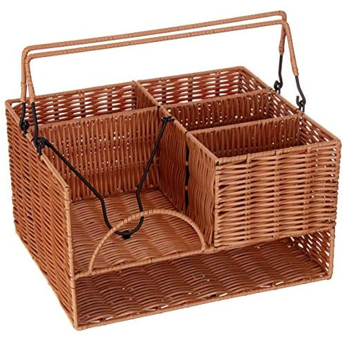 Poly-wicker Tabletop Cutlery Organizer | Woven Polyprop...