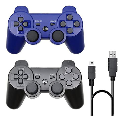 Controladores Inalmbricos Ps3 - 2 Pack Bluetooth Con Cargado