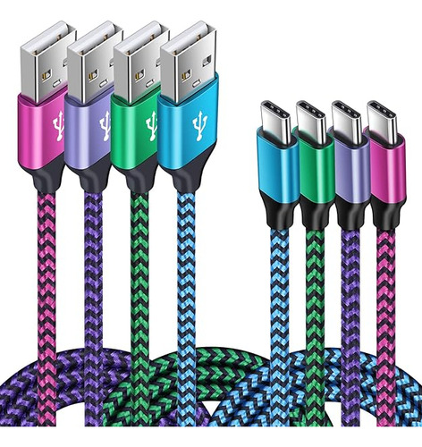 Paquete De 4 Cargadores De Telefono Usb C Rapidos De 3 Pies