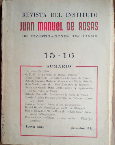 Revista Del Instituto Juan Manuel De Rosas N° 15-16