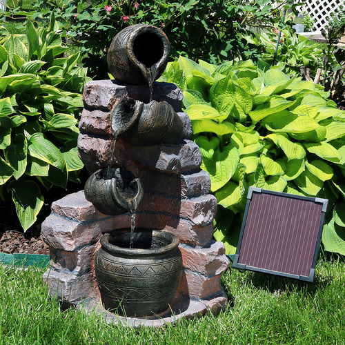 Sunnydaze Crumbling Bricks And Pots Fuente Solar De 27