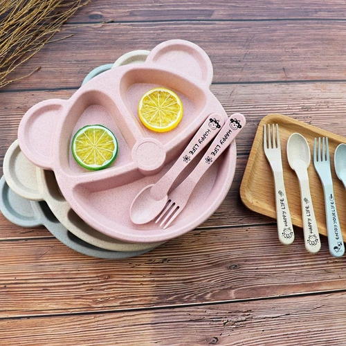 Wang Plato De Comedor Anticaliente Para Niños Con Tenedor