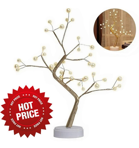 Lámpara De Mesa Árbol De Bonsái 36 Led Perlas Decoración