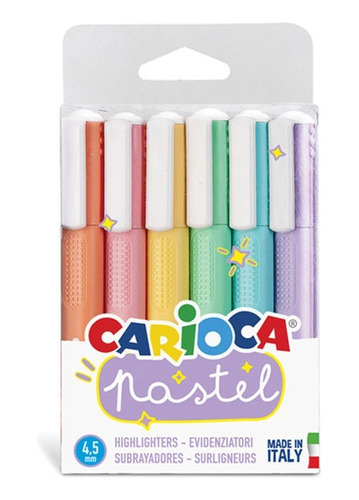 Imagen 1 de 2 de Set 6 Destacadores Carioca Colores Pastel