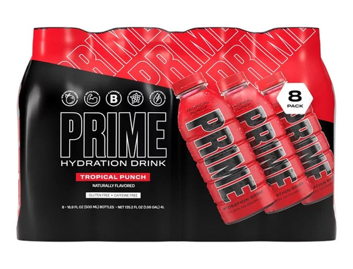 Bebida Hidratante Prime Tropical Punch 8 Pack 500ml Logan 