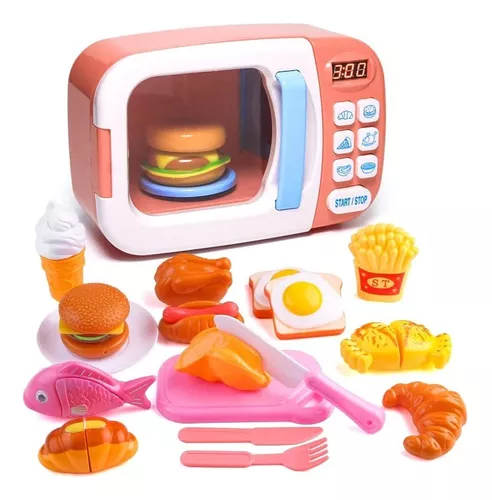 Horno microondas de juguete rosa para niños con luz y sonido Ref203
