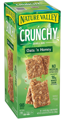Nature Valley Crunchy Granola Bars Oats N Honey, 98 Barras D