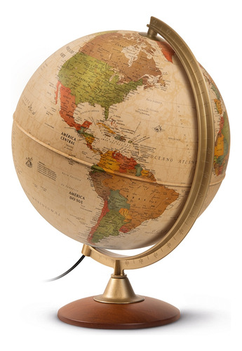 Globo Terrestre Vintage Mapa Colombo Iluminado 30cm - Abajur