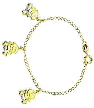 Pulseira Infantil Folheada A Ouro C/ Pingentes Em Forma De B