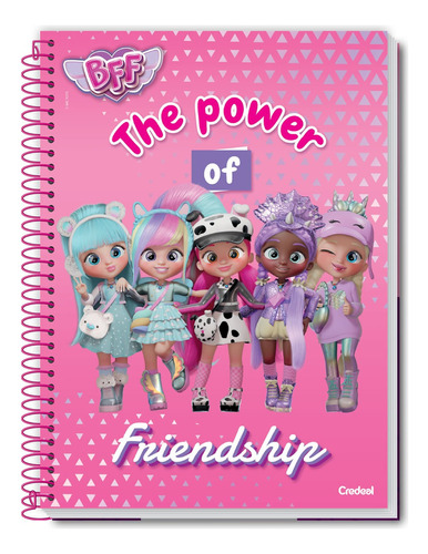 Caderno Espiral 80 Fls 1 Matéria Bff Friends Hip Credeal Cor Rosa