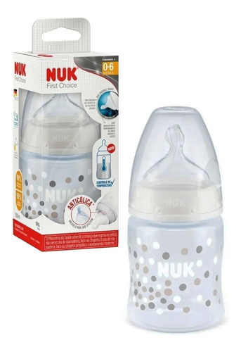 Mamadeira First Choice Controle Temp 0-6m Neutra 150ml Nuk Cor Branco