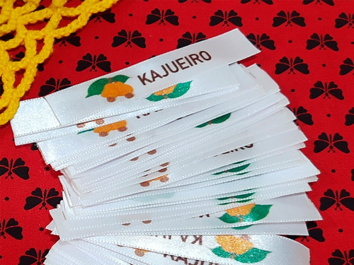 Etiquetas Fita Cetim Personalizada 1,5 X8cm Com 100 Unid.