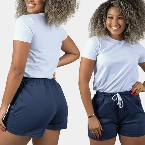 Short Feminino Pp Ao G3 Para Academia E Lazer Moletom Plussi