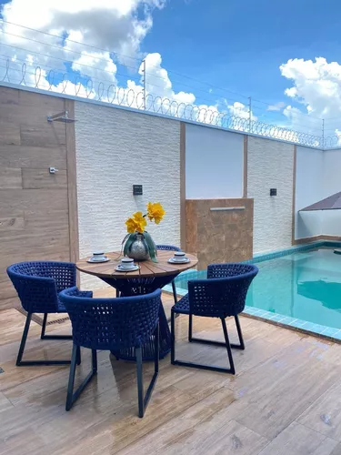 Conjunto de mesa com 4 cadeiras para varanda jardim e piscina - Sarah  Móveis em Promoção na Americanas