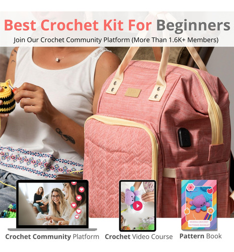 Kit De Ganchillo Para Principiantes Con Mochila Y Curso