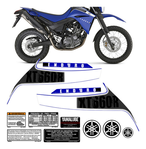 Kit Adesivo Moto Xt660r 2010 11 A 2013 Azul Emblema Etiqueta