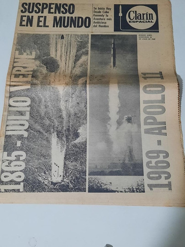 Antiguo Suplemento Clarín Espacial  16/7/69 Viaje A La Luna