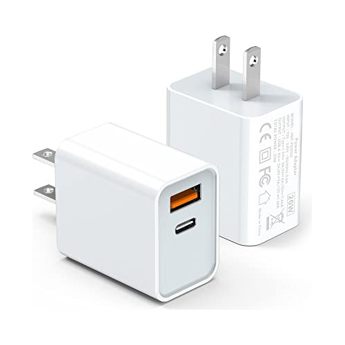 2 Bloque Cargador Pared Usb C 20w Usb Dual