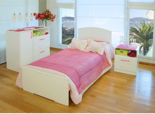 Dormitorio Juvenil Cama 1+mesa Luz+comoda Con Puerta Mosconi
