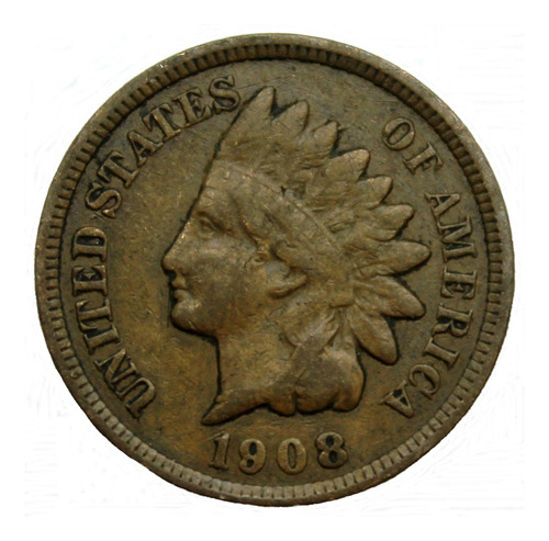 1908 Ee.uu. Indian Head Cent /penny Coin