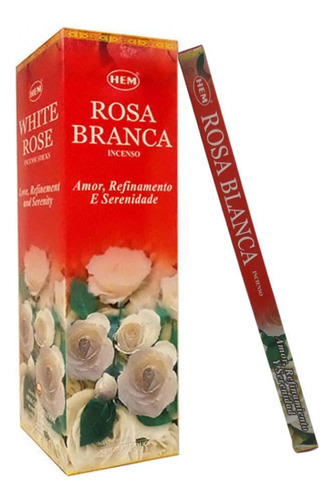 Incenso Natural Hem - Rosa Branca 8 Varetas