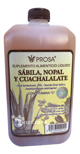 Sábila, Nopal Y Cuachalalate 1 Lt Prosa