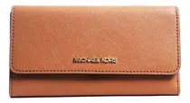 Comprar Cartera Michael Kors Large Trifold Camel Color Café Diseño De La Tela Liso