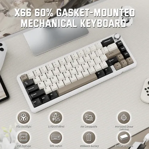 Teclado Mecánico Attack Shark X66 Bluetooth Inalámbrico
