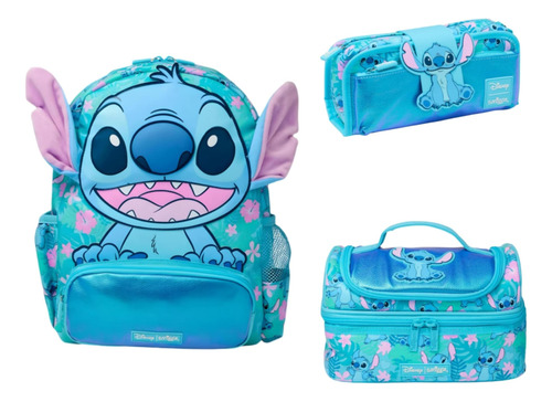 Kit Escolar Mochila Lonchera Lapicera Lilo Y Stitch/smiggle Azul Acero