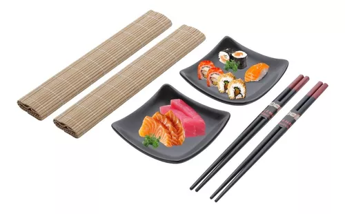 Kit jogo jantar japones sushi 4 pessoas branco 12 pecas