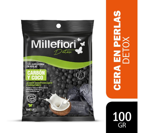 Millefiori Detox Cera Depilatoria Perlas Carbon Y Coco 100 G