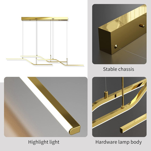 Garwarm Lampara Colgante Moderna Led 45w Para Barra Sala Iluminada Dorado