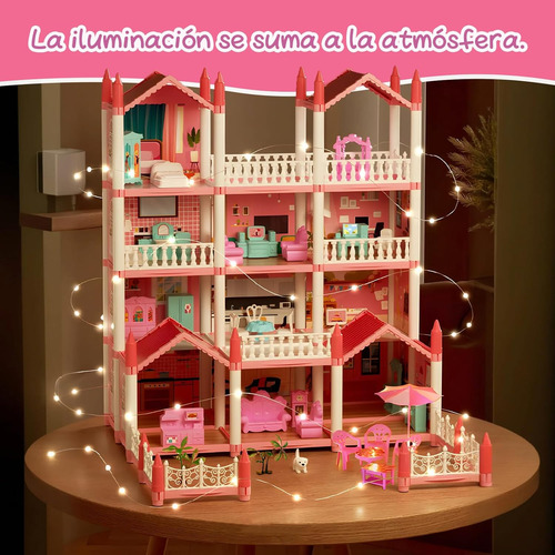 Casa De Muñecas Grande Con Muebles, 14 Cuarto,2 Muñecas,ros