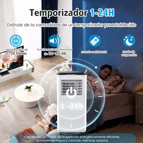 Aire Acondicionado Portátil 8000btu/h Con Deshumidificación Blanco