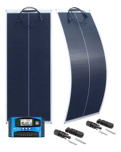 2 Painel Solar Fotovoltaico Flexivel 100w E Controlador Hent Automotivos
